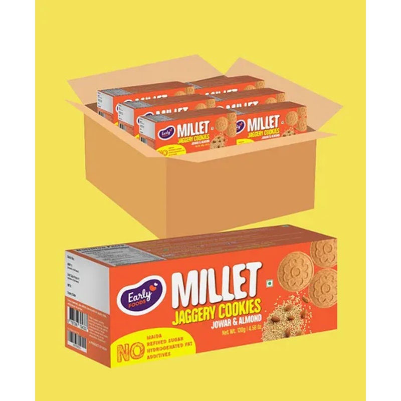 Early Food  Jowar Almond Jaggery Cookies Pack of 6 – 150 gm Each