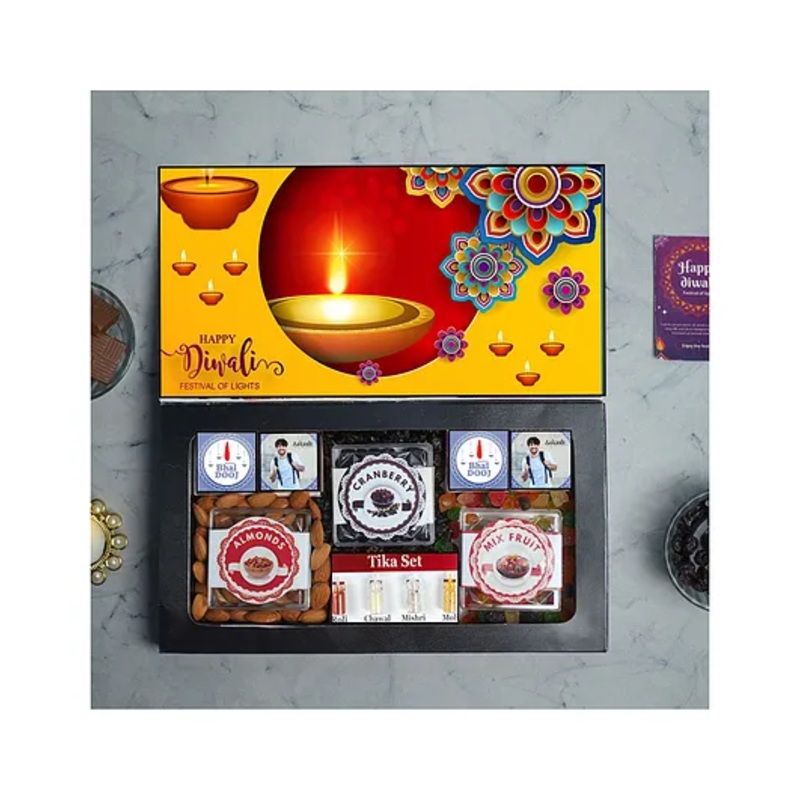 Expelite Diwali Gift hamper  with Chocolate  Dry fruits and Greetings – 500 g