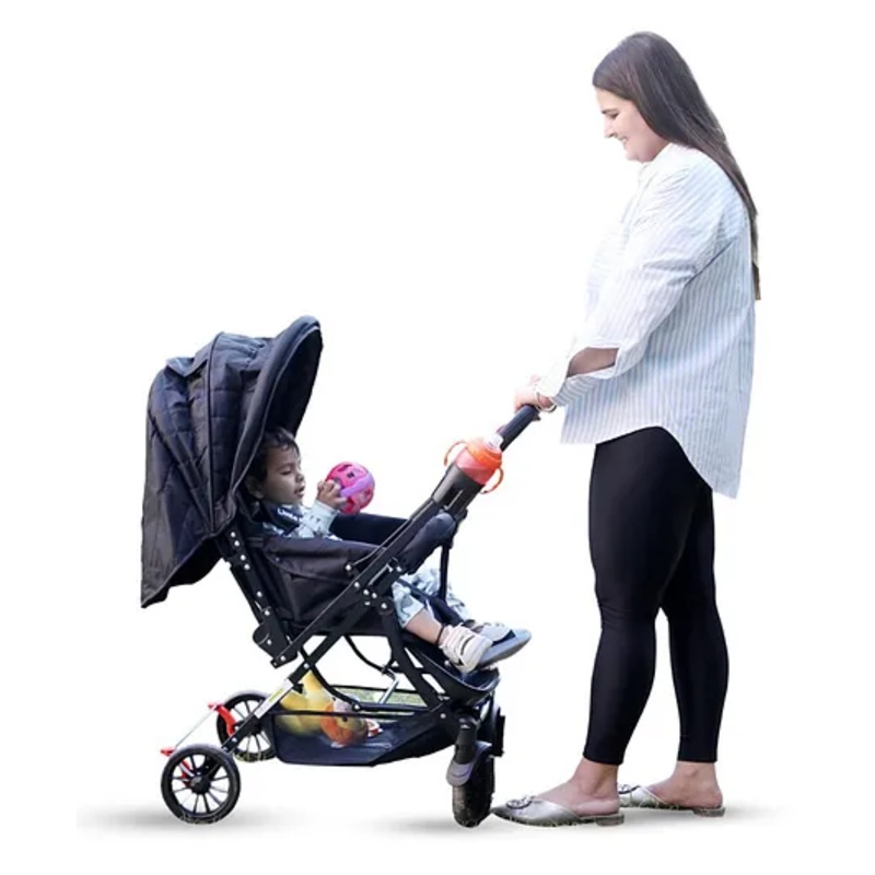 Little Pea Vista Stroller  Reversible Handle, Multi-Recline, 5-Point Harness, Shocker-Proof Tyres | Lightweight Aluminum-Steel Frame | Suitable for 05 Years – Black  (Up to 25kg)