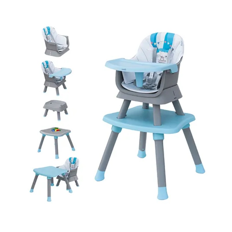 MOON 6 In 1 High Chair Converts To Dining Booster Seat – Blue
