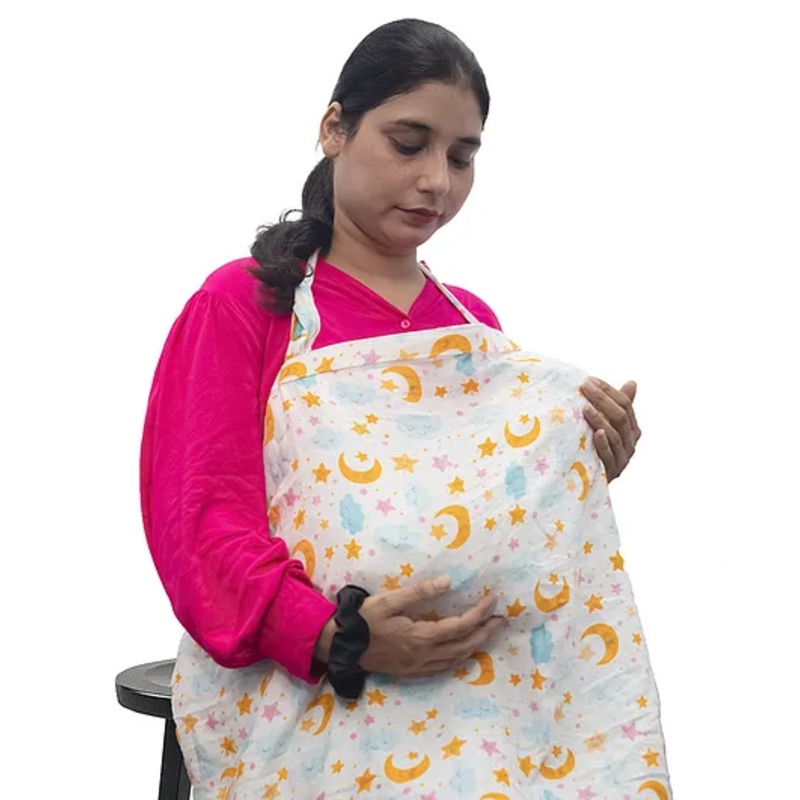 Motherly Nursing Cover for Breastfeeding Soft, Breathable Feeding Apron for Mom, Multi Use Feeding Cover & Scarf  Blue Cloud Print