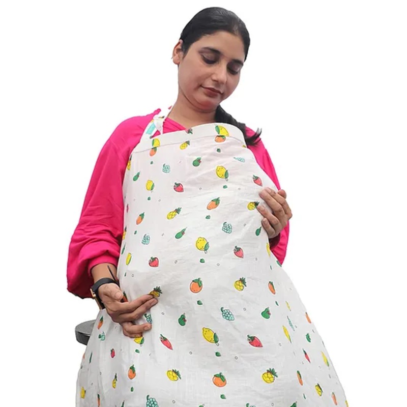 Motherly Nursing Cover for Breastfeeding Soft, Breathable Feeding Apron for Mom, Multi Use Feeding Cover & Scarf Fruit Print 2