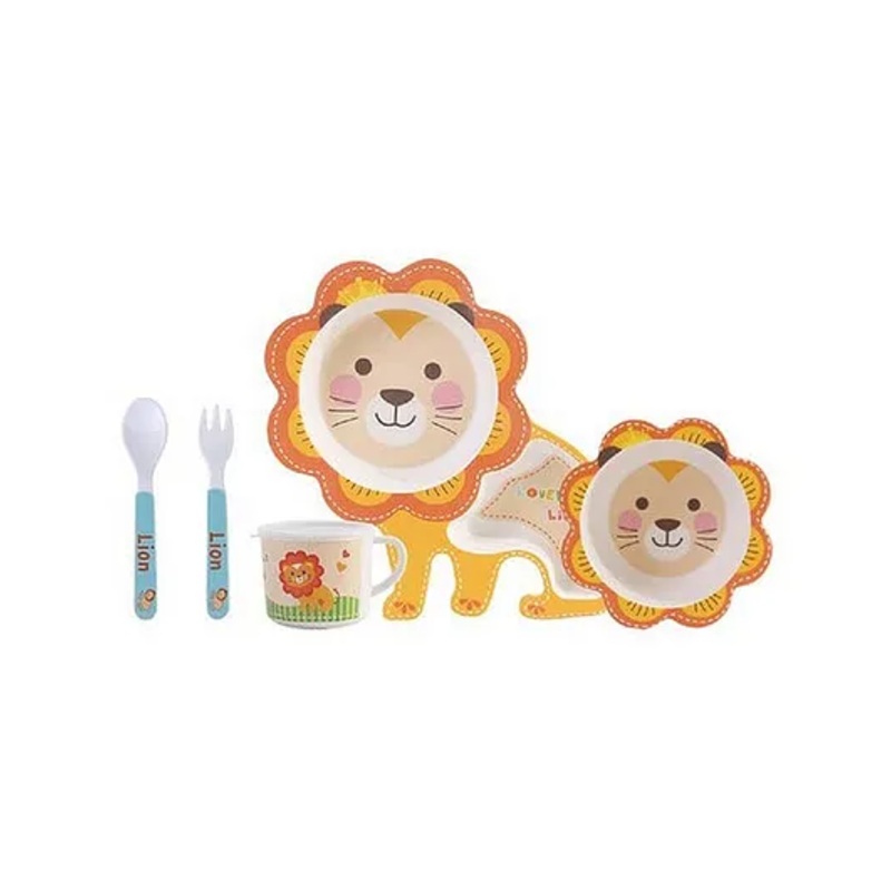 Sanjary Bamboo Tableware Lion Shape Pack of 5 – Yellow