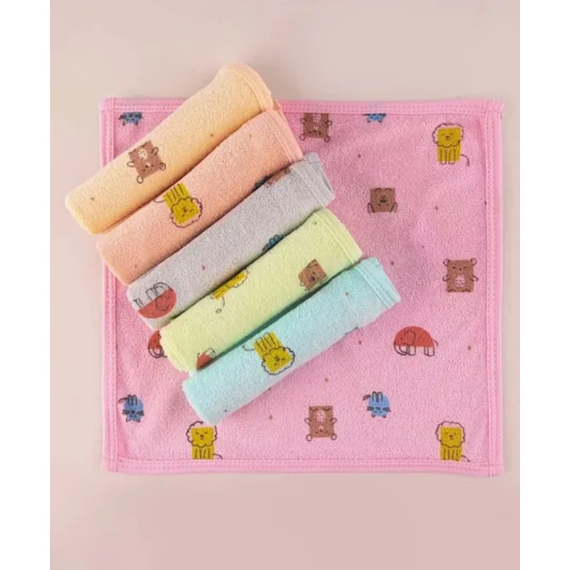 Simply Terry Knit Animal Printed Wash Cloths Pack of 6 – Multicolor