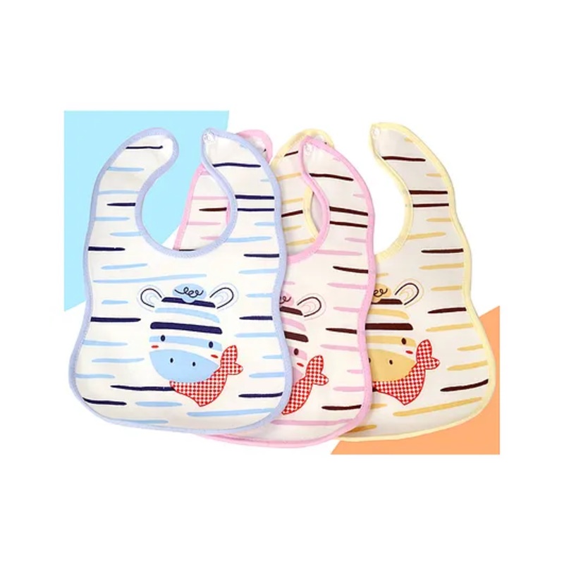The Cheeky Kidzz Pack of 3 Baby Feeding Bibs Aprons For Babies Girls Boys Drool Bibs With Attractive Giraffe Prints Every Day Use Button Style Double Layered