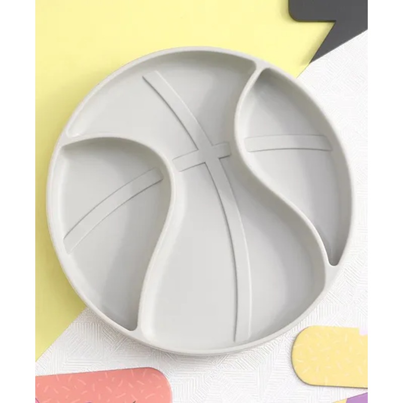 Three Compartmented Feeding Plate – Grey