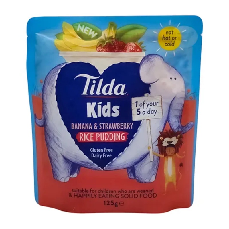Tilda Kids Baby Food Pouch, Banana & Strawberry Rice Pudding – 125g