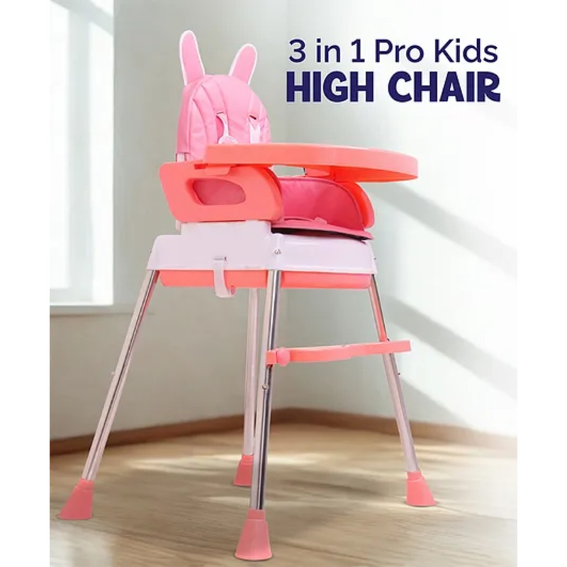 3 Point Safety Harness High Chair with Cushion – Pink
