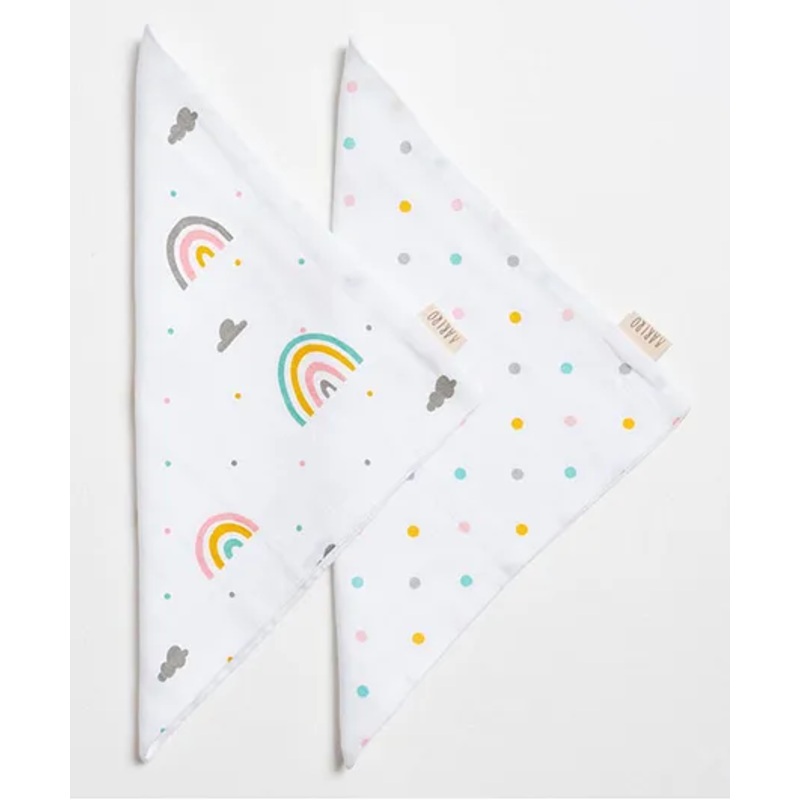 Aariro Organic Cotton Muslin Washcloth Follow the Rainbow  Set of 2