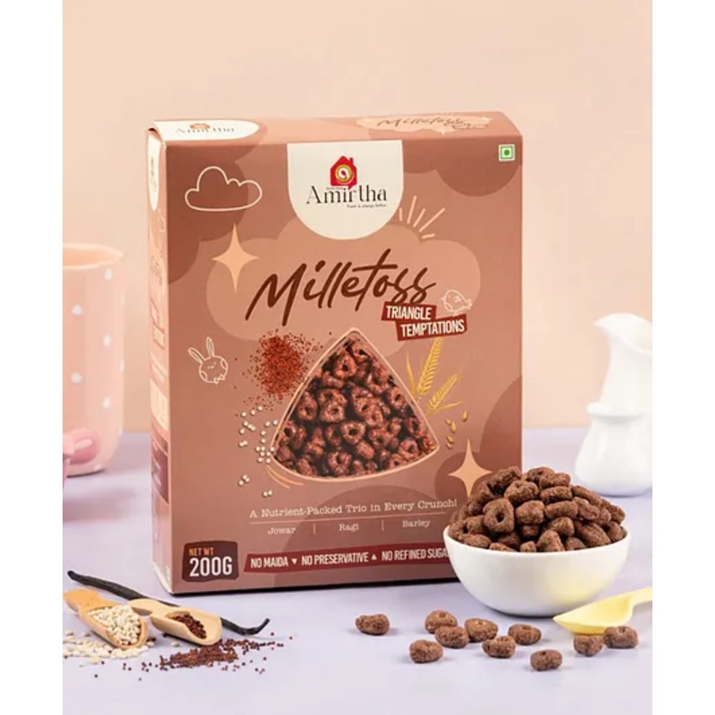 Amirtha Health Foods – Milletoss | Made of Ragi, Jowar & Barley | Sweetened with Jaggery | Super healthy & Guilt-free -200 g