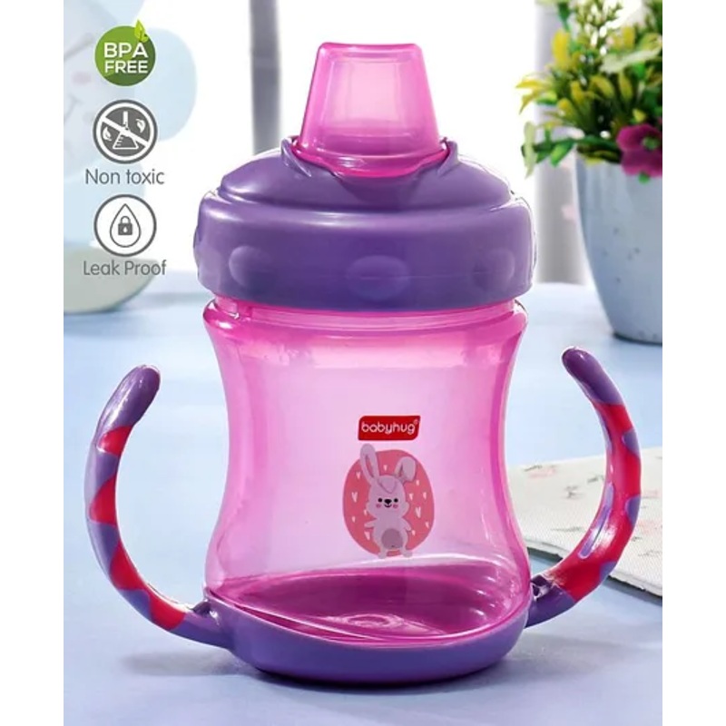 Babyhug 250 ml Spout Sipper Bottle with Twin Handles  Orange | Leak-Resistant | BPA Free| Flip Open Cap | Silicone Spout |