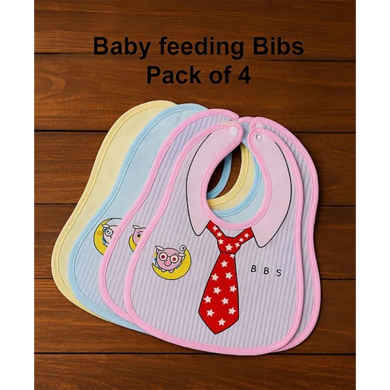 Badal Kidz Adorable Baby Bib With Tie Design – Waterproof, Soft & Easy to Clean (Set of 4)