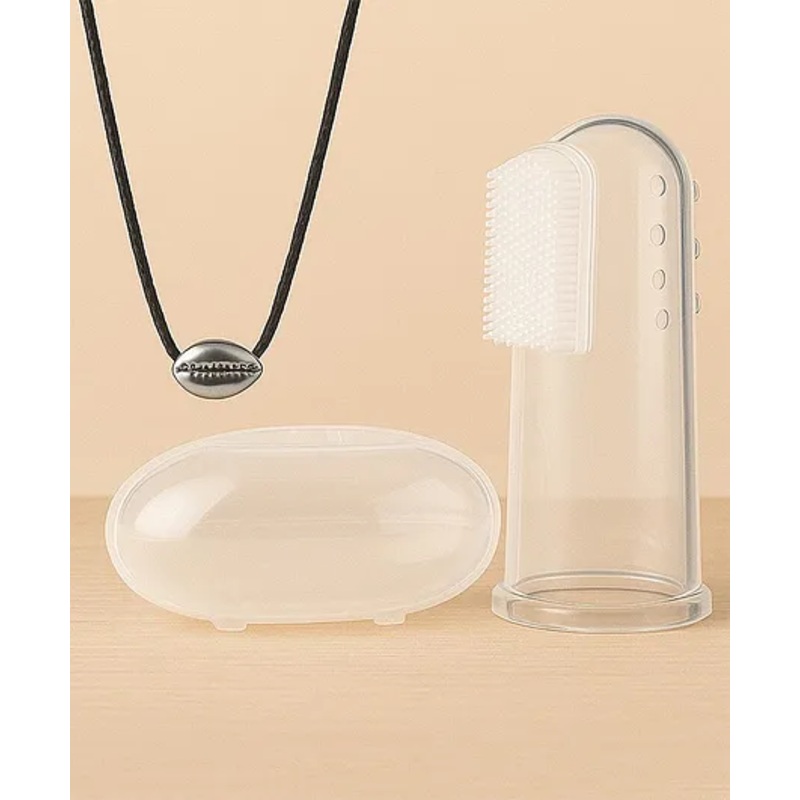 Badal Kidz Original Tilismi Moti with Thread for Teething Babies & Oral Care, Moti for Baby Teething Pain & 1 Finger Brush,  Beed Tilismi Moti Pair – Transperent