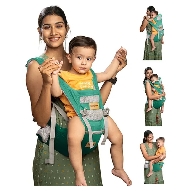 Baybee 6 in 1 Ergo &  Hip Seat Baby Carrier with 6 Carry Positions Baby Carrier Cum Kangaroo Bag with Safety Belt – Sea Green