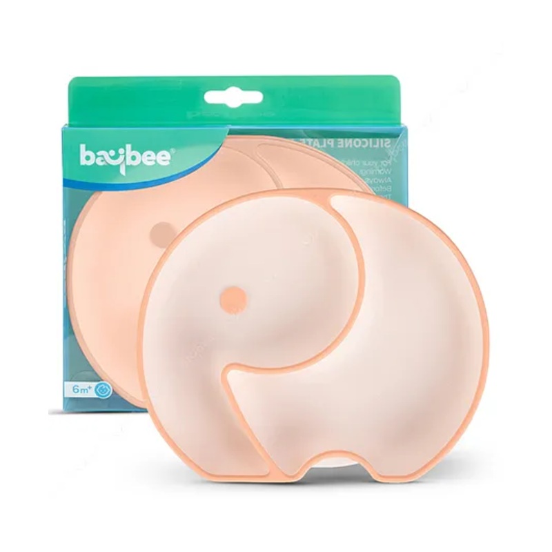 Baybee Elephant Silicone Suction Plate for Kids – Orange
