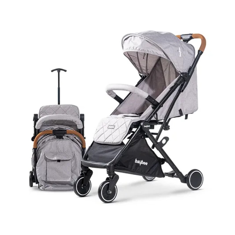 Baybee Infant Baby Pram Stroller with Metal Frame 3 Position Adjustable Seat Canopy Bassinet & Large Wheels – Grey