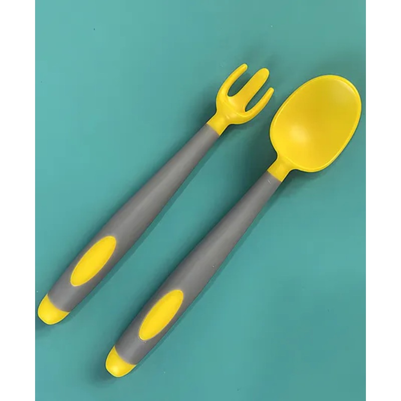 Bembika Baby Training Spoon and Fork Set – Yellow & Grey