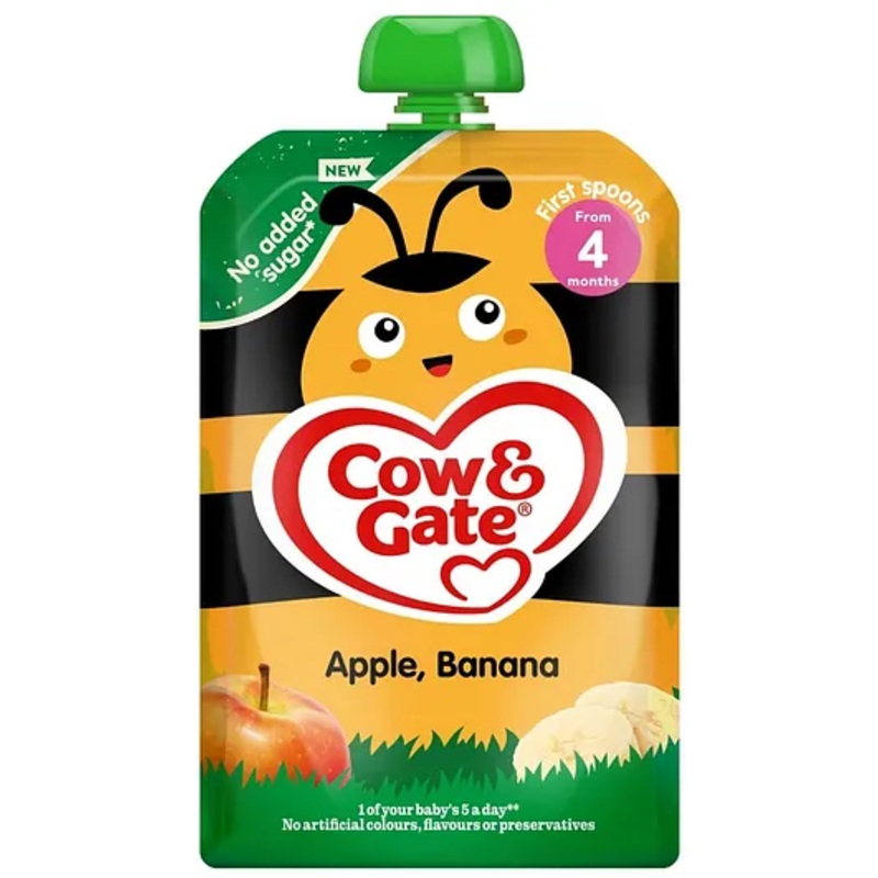 Cow & Gate Baby Food Pouch, Apple, Banana (4m+) – 100g