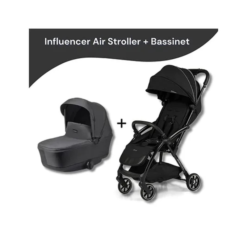 Leclerc Baby Bundle Influencer Air Piano Black (Stroller + Bassinet)Leclercbaby Influencer Air Bundle  Piano Black Stroller + Bassinet | Lightweight, Compact, Newborn to Toddler Travel System