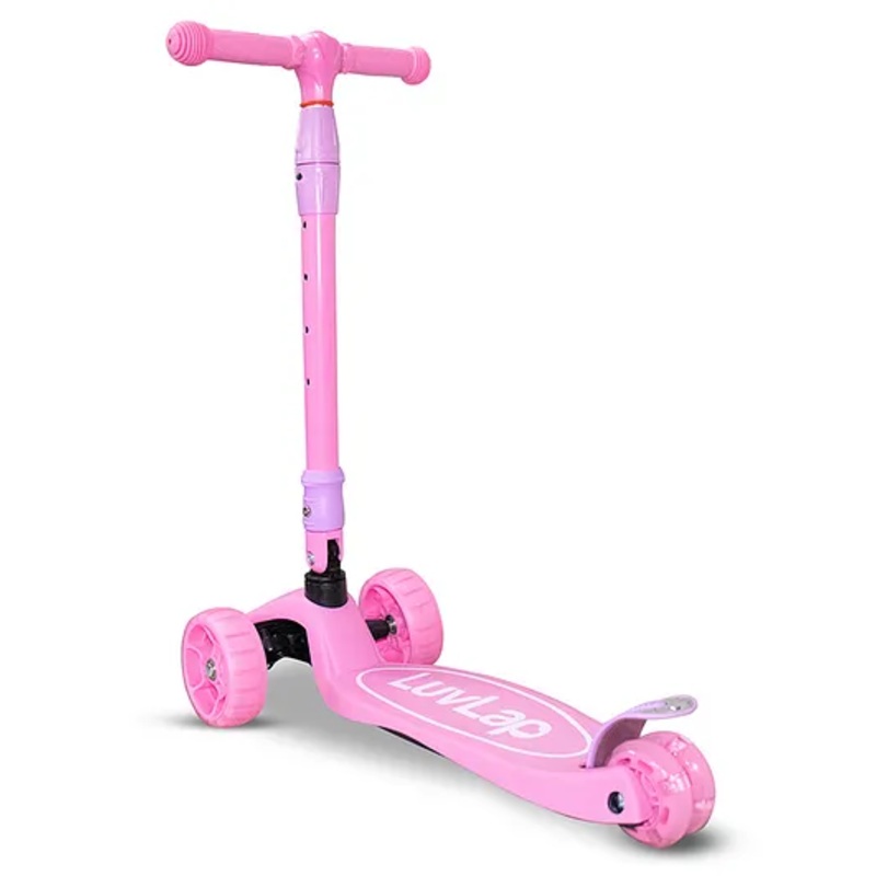 LuvLap  3-Wheel Kick Scooter with LED Lights Adjustable Height Easy-Grip Handlebars –  Pink