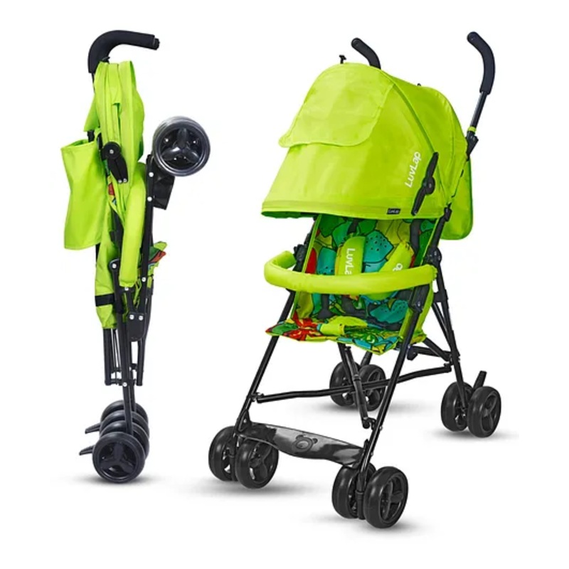 LuvLap Tutti Fruti Baby Stroller for 636 Months, Travel-Friendly with 5-Point Safety Harness, Reclining Seat, Extendable Canopy for Sun Protection, Lightweight and Easy to Fold  Green