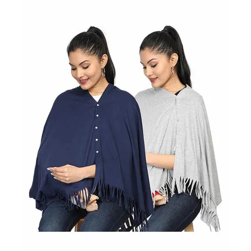 Nene Multi Purpose Nursing Shawl Pack of 2 – Grey Navy Blue