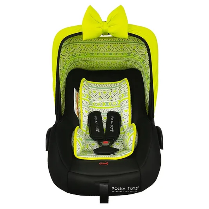 POLKA TOTS 5-in-1 Baby Car Seat Carry Cot with Canopy Feeding Seat 0 to 15 Months  Green