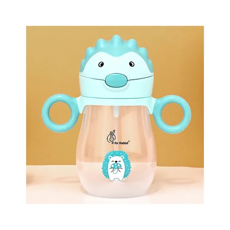 R for Rabbit Spikey Premium Baby Straw Sipper With Anti Gravity Ball | Zero Spill Sippy Cup with Soft Silicone Straw BPA Free & Non Toxic Leak Proof for Kids 9+ Months – (320 ml, Lake Blue)