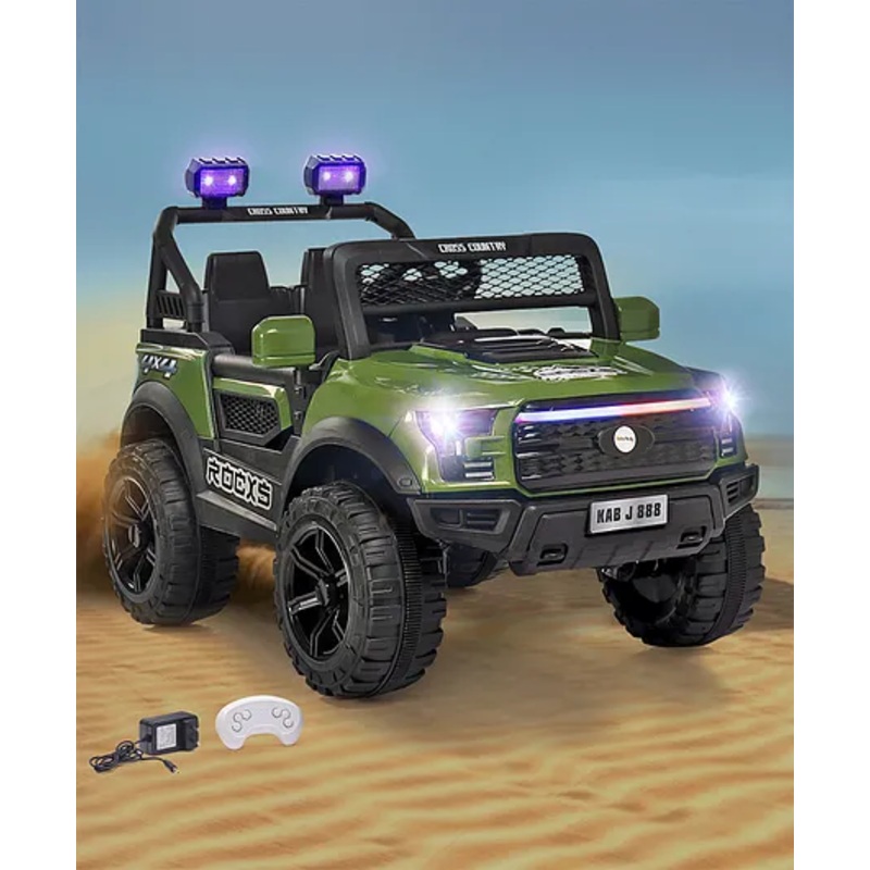 ROCXY 4×4 Battery Operated Ride On Jeep with Music & LED Lights – Green