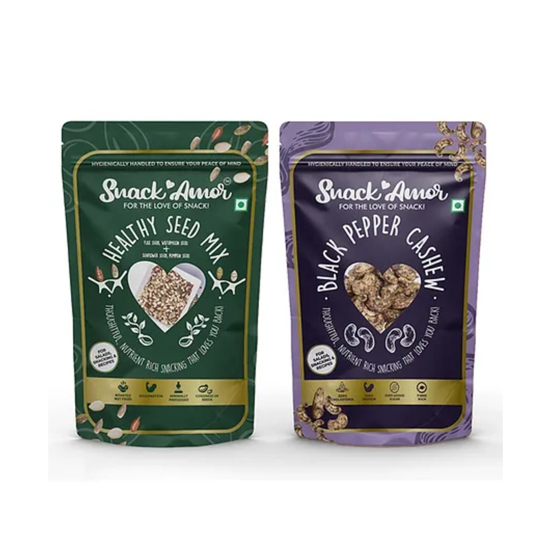 SnackAmor Combo Pack of Premium Healthy Seed Mix And Black Pepper Cashew – 245 gm
