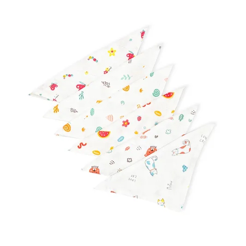Zizuka Soft Muslin 2 Layer Face Wipes for newborn- Pack of 6 -Multicolour