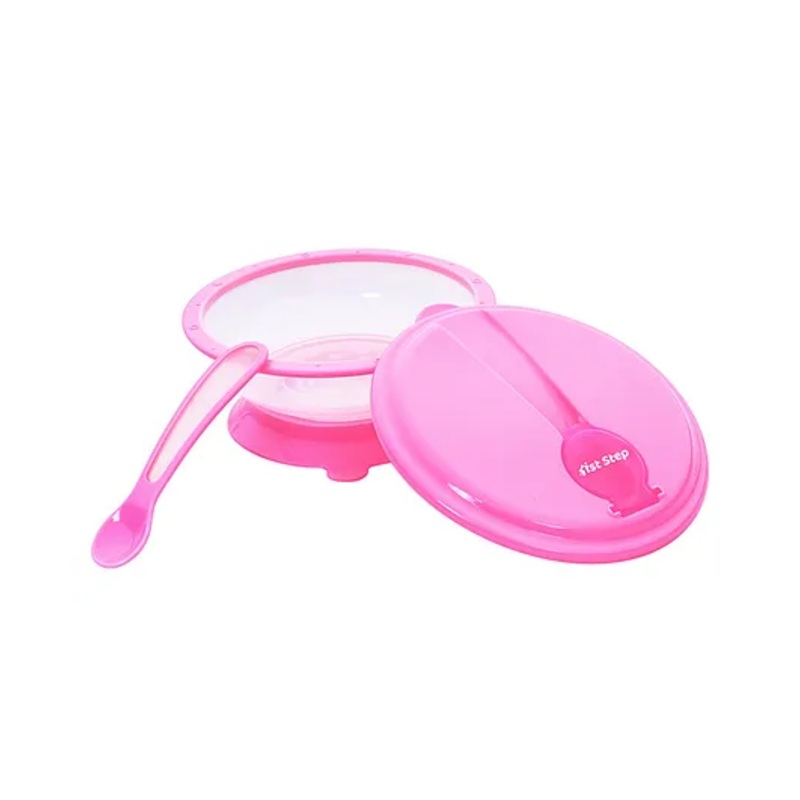1st Step Friendly Feeding Bowl With Spoon- Pink
