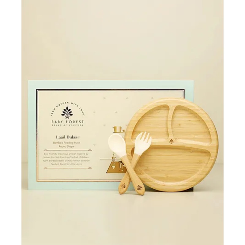 Baby Forest Laad Dulaar Bamboo Feeding Plate | Round Shape | Toxin & Chemical-Free