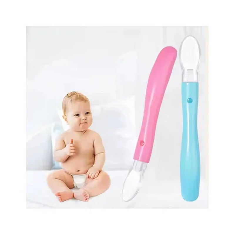 Baby Miniature Premium Safe Feed Silicone Feeding with Ultra-Soft | BPA Free Self Feeding Utensil | Baby Weaning Spoon for Kids 4 Months+ (Set of 1, Multicolor)