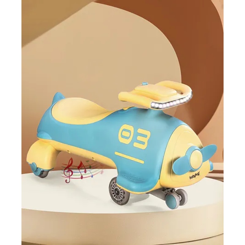 Babyhug Baby Magic Premium Aero Kids Magic Swing Car With Music Lights & ABEC 7 Bearing with PU LED Wheels – Blue