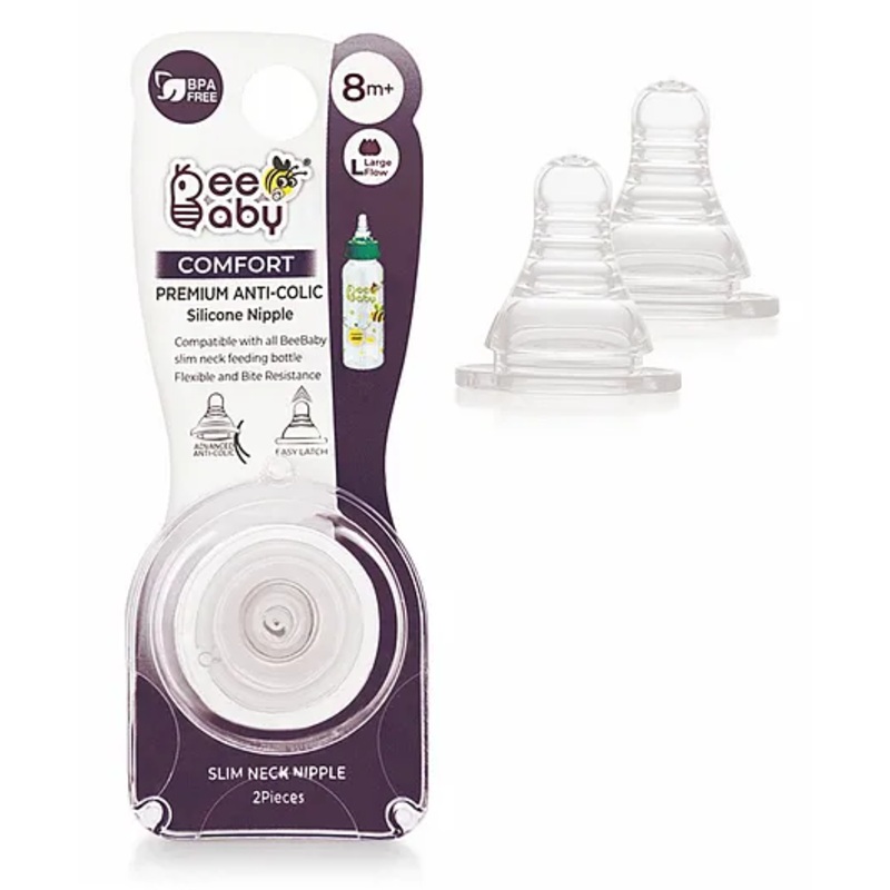 Beebaby Peristaltic Silicone Teat Fast Flow – Pack of 2