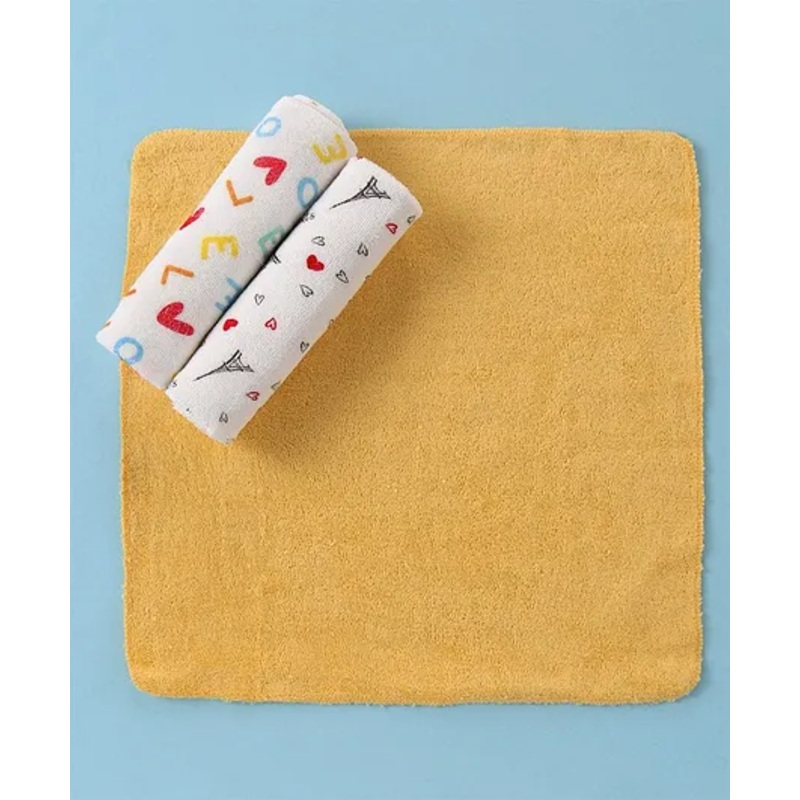Ben Benny  Terry Cotton Super Absorbent Wash Cloth with Alphabate Print Pack of 3 L 25 x B 25 cm – Multicolor
