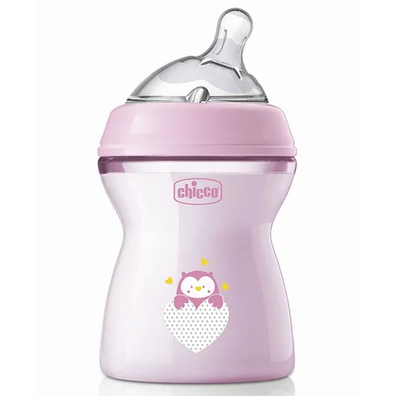 Chicco Natural Feeling Feeding Bottle with Medium Flow Nipple Pink – 250ml