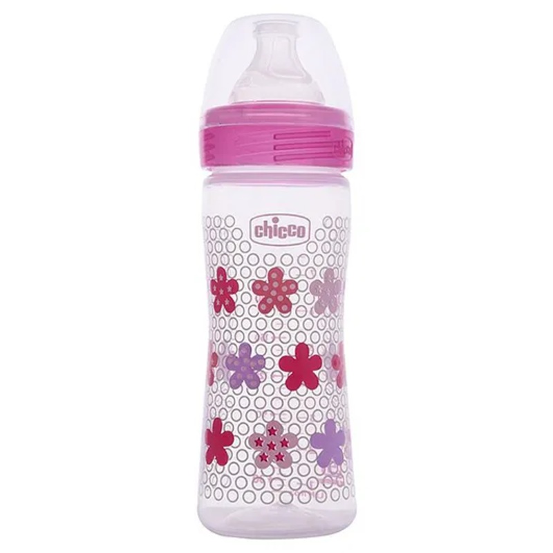 Chicco Well-Being Medium Flow Feeding Bottle Pink – 250 ml