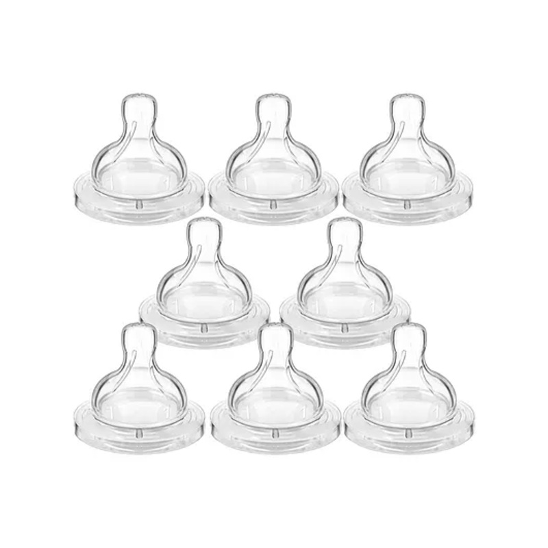 Chinmay Kids Baby Silicone Nipple with Soft Milk Feeding Head in Fast Flow Conical Shape Design for All Newborn, Infant, Toddlers for Steel Feeding Bottles Pack of 8 Transparent