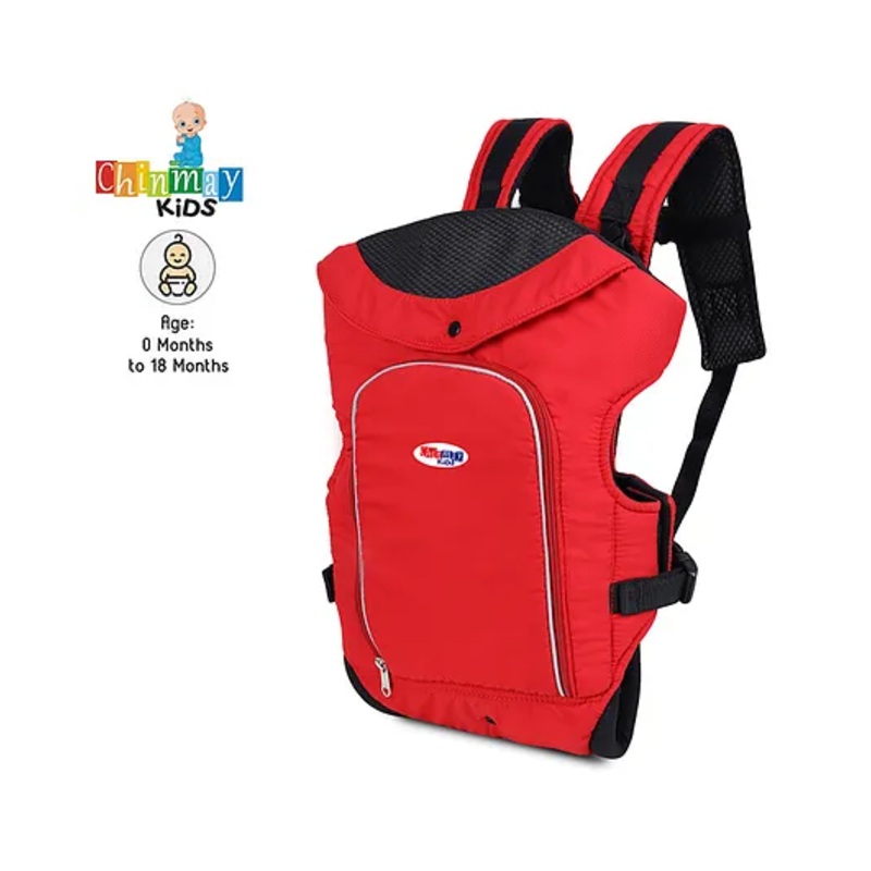 Chinmay Kids Ergonomic Kangaroo Design with Carrying Basket for Front & Back Use for Infant Baby Carrier Back Carry – Red