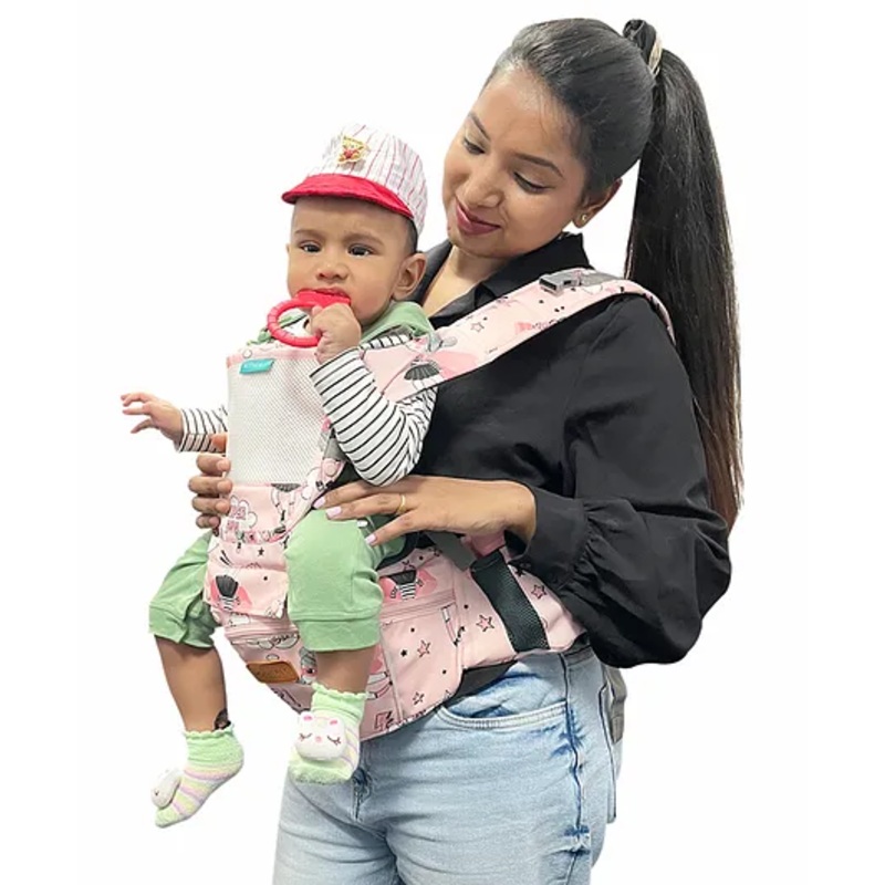Motherly 6-in-1 Baby Carrier with Detachable Hip Seat Light Pink Doll | Adjustable Hands-Free Carrier for 0 to 3 Year Baby | Infant & Toddler Carrier with Head Shield & Buckle Straps