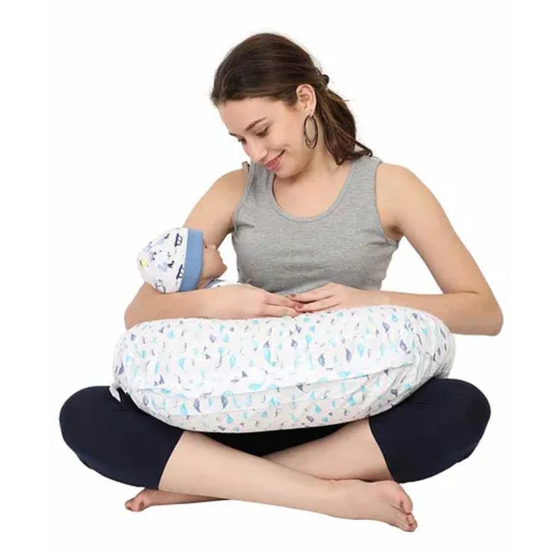 Nene Multifunction Nursing Leaf Printed Pillow – Pink White