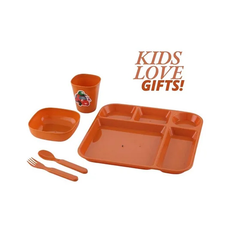 Reliance PLAST Hot Day Set Party Food Thali Dinnerware Divided Plates for Kids – Brown