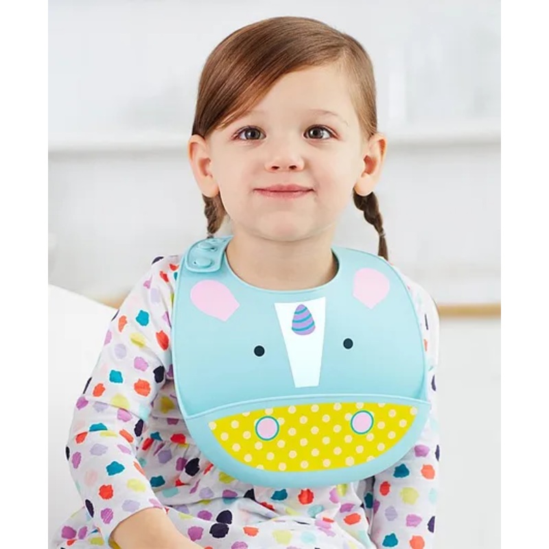 Skip Hop Zoo Fold & Go Silicone Bib Unicorn – Blue