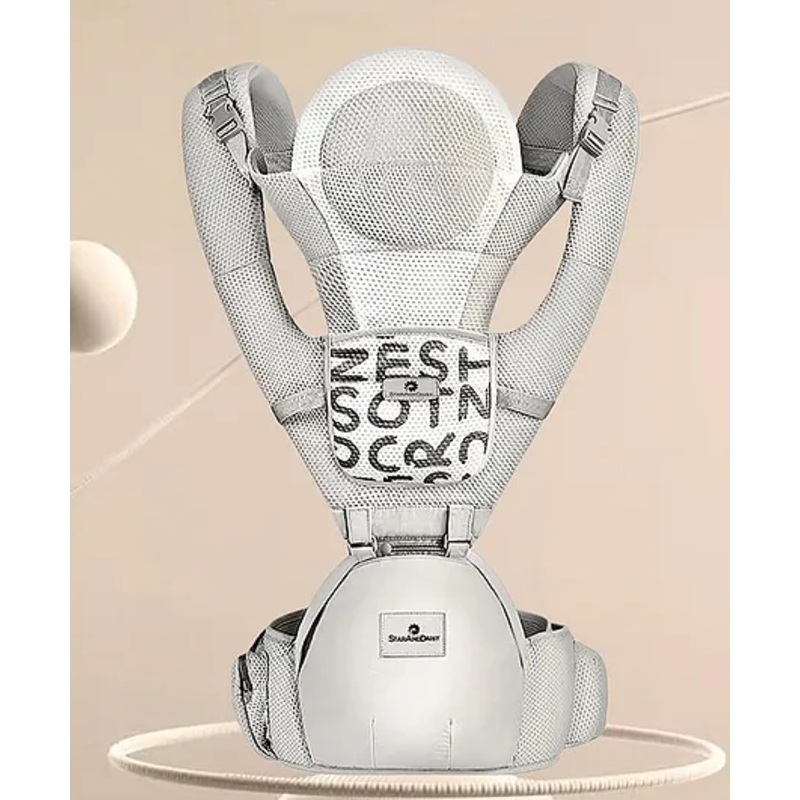 StarAndDaisy Baby Carrier with Hip Seat, 6 Adjustable Carry Positions, Baby Carrying Toddlers, Kangaroo Style Carrier for Newborn Infant Toddler, Grey