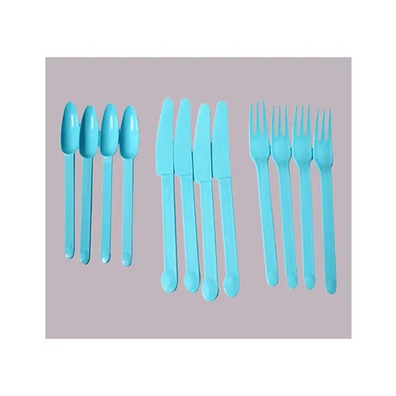 The Cheeky Kidzz Baby Pack of 12 Baby Spoons Set Baby Traning Spoon Gum Friendly Knife Spoon Fork Set BPA Free (BLUE)