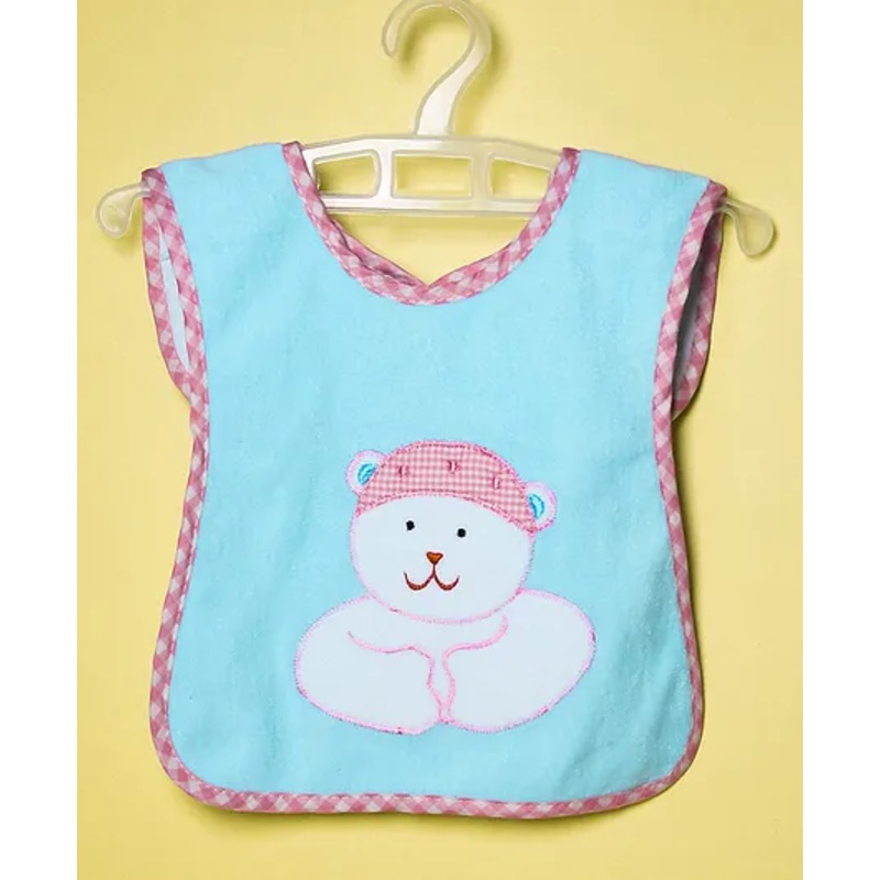The Little Lookers Baby Bib Bear Embroidered – Green