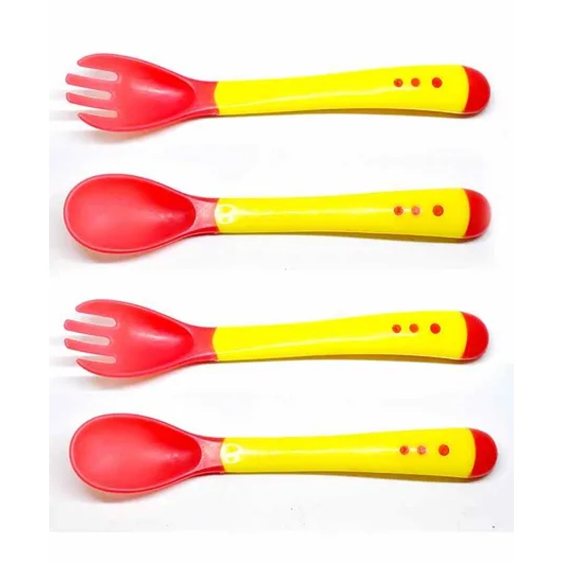 The Little Lookers Temperature Sensing  Spoon & Fork Pack of 4 – Yellow