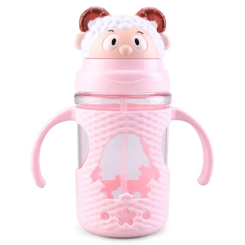 Twin Handle Straw Sipper Pink – 400 ml